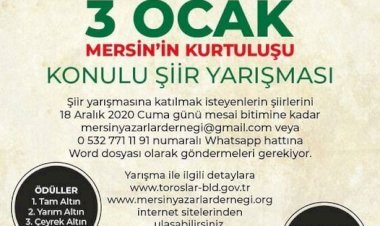 3 Ocak Şiir Yarışması İçin  Son  Gün 18 Aralık 2020